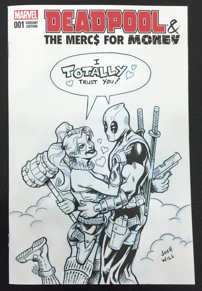 Deadpool & Harley Quinn sketch cover comic