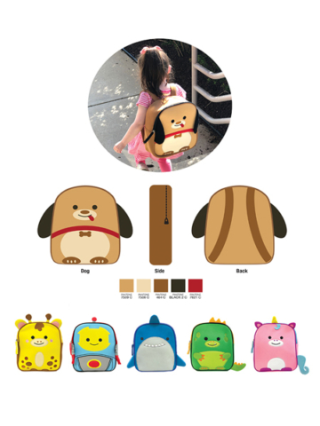 Character design & illustration for Idea Factory soft goods backpacks - Puppy, giraffe, robot, shark, dinosaur, unicorn